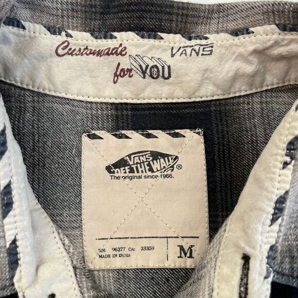 Vans Off The Wall Black Plaid Long Sleeve Button Down Shirt Vans Plaid Shirt 209 - Picture 7 of 11